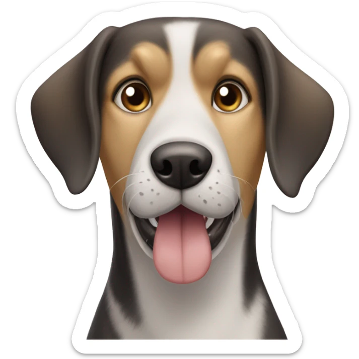 A older dog that’s a beagle, hound dog, and huskie mix, but mostly beagle and huskie sticker