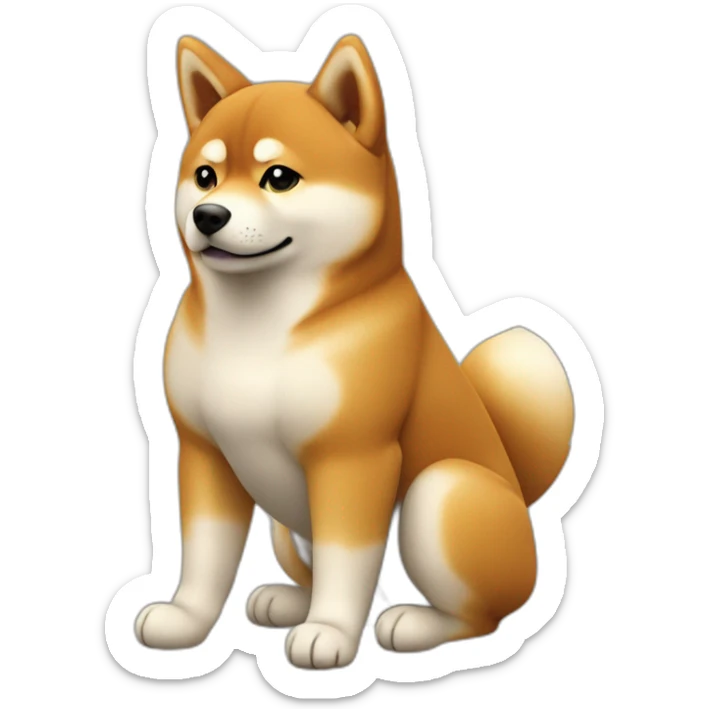 shiba inu full body sit photo 3/4 back paws relaxed sticker