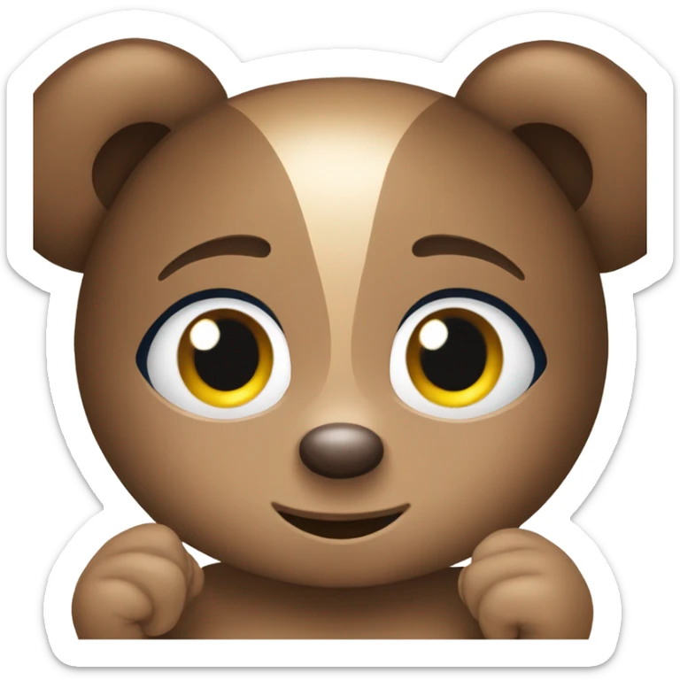Teddy bear emoji as a female with blueberries in her hands. Girl has brown hair sticker