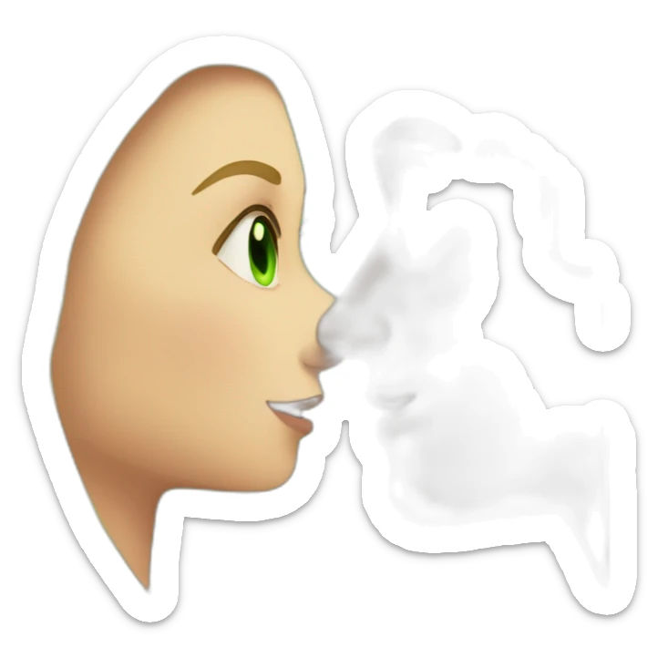 Girl with long brown hair and green eyes kisses guy with blond hair and green eyes sticker