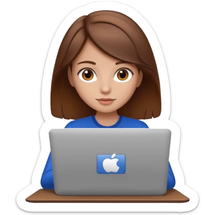 Graphic Designer girl brown hair with laptop sticker