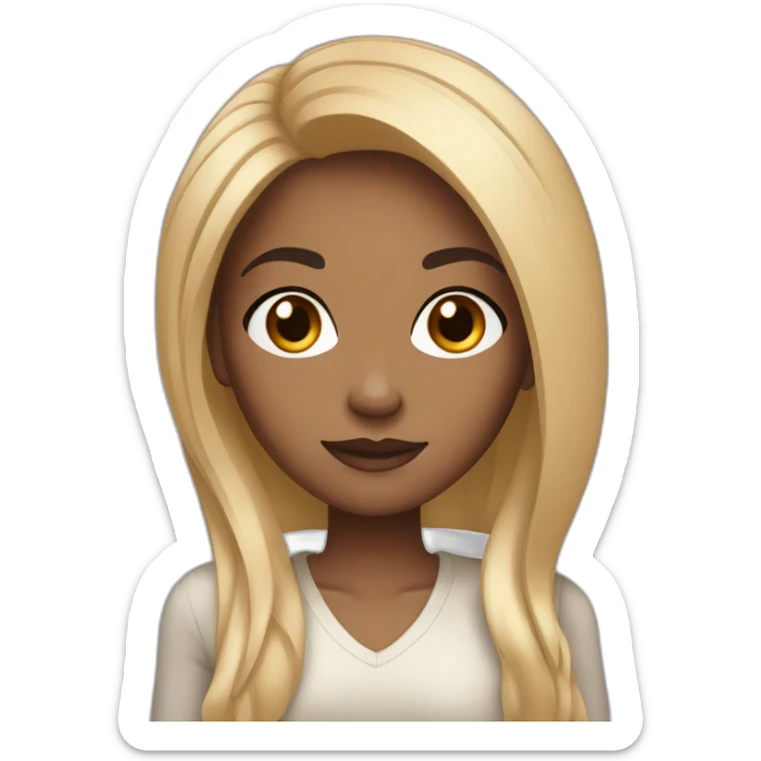 straight black hair woman with black eyes light brown skin sticker