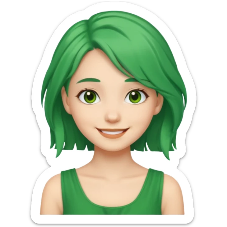 a girl of nature green hair and it shows green dress pretty WHOLE BODY sticker