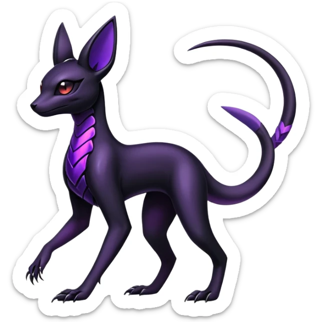 Shiny Dark Edgy Majestic Sophisticated Modern Gothic Gloomy Futuristic Salandit-Umbreon-Delcatty-Hybrid (Full body) sticker