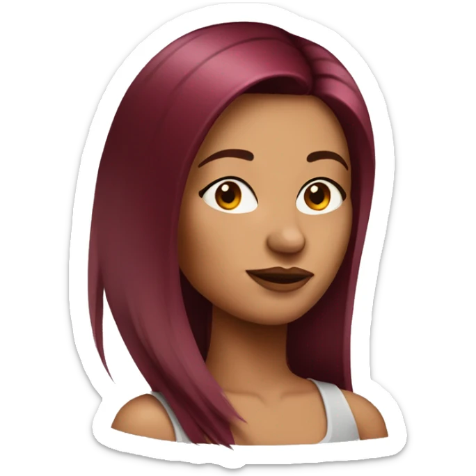 Tattooed woman with long straight burgundy hair sticker