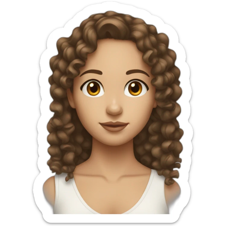 mid-twenties girl, fair skin with brunette curly hair. Similar to Alicia Keys. sticker