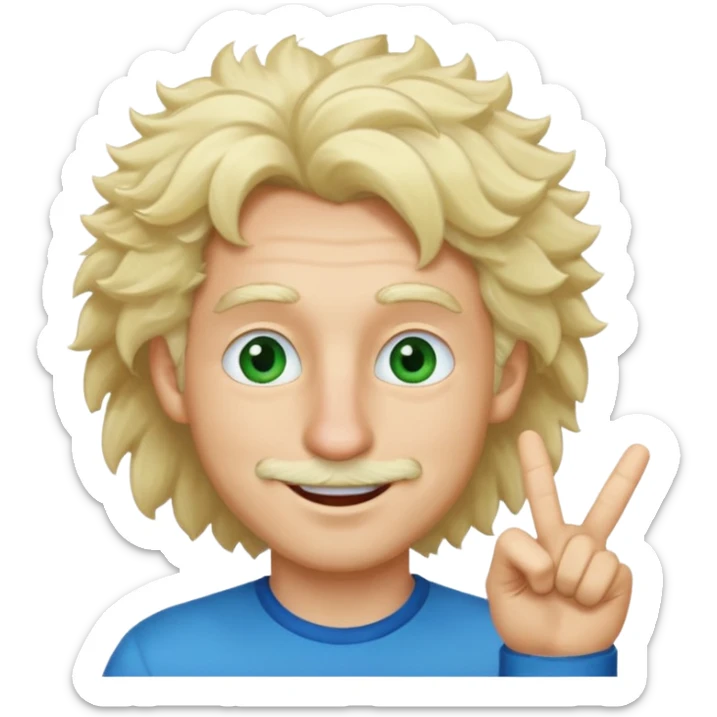 a emoji with two fingers in his nose, make him have a natural white skincolour and blonde hair, blue/green eyes, put the fingers in his nose, its a man and he needs two fingers IN his nose, make him have fluffy blonde hair, and its still not in his nose sticker