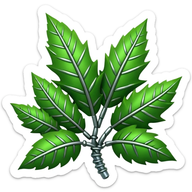 quiero una fucion de pernos y hojas de arbol ahi esta un referente sticker