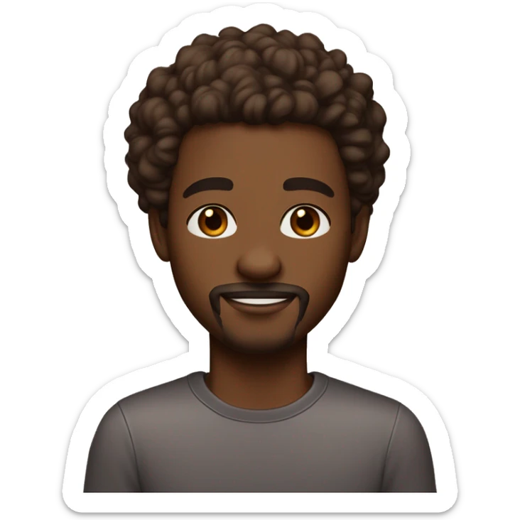 black guy in his 20's brown skin brown curly with some light parts hair a goatee but not full light eyes and nice eyebrows and long lashes not smiling  sticker