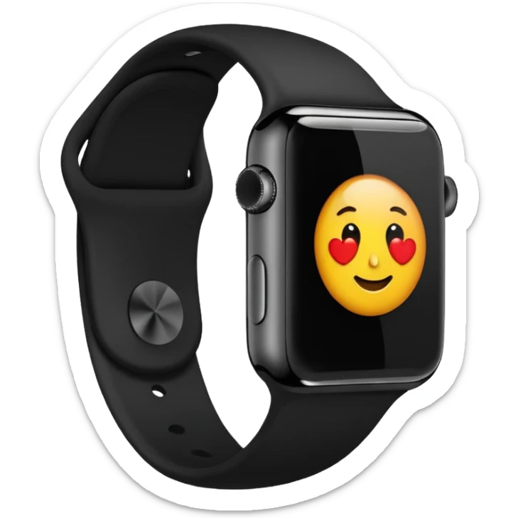 a black apple watch in the style of an ios emoji  sticker