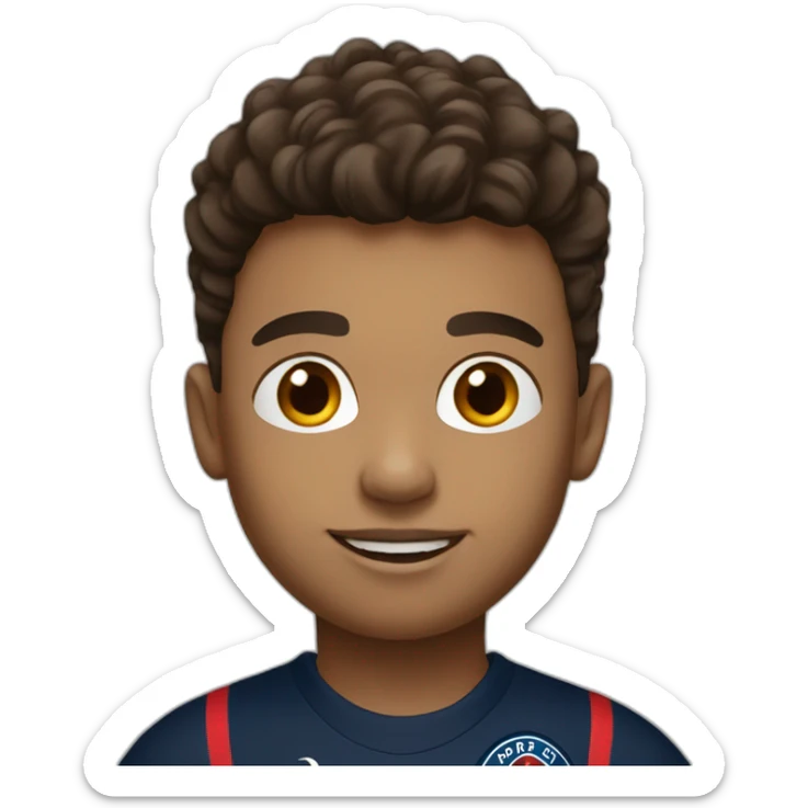 À boy with psg t-shirt gold and black,  brown hair and brown eyes sticker