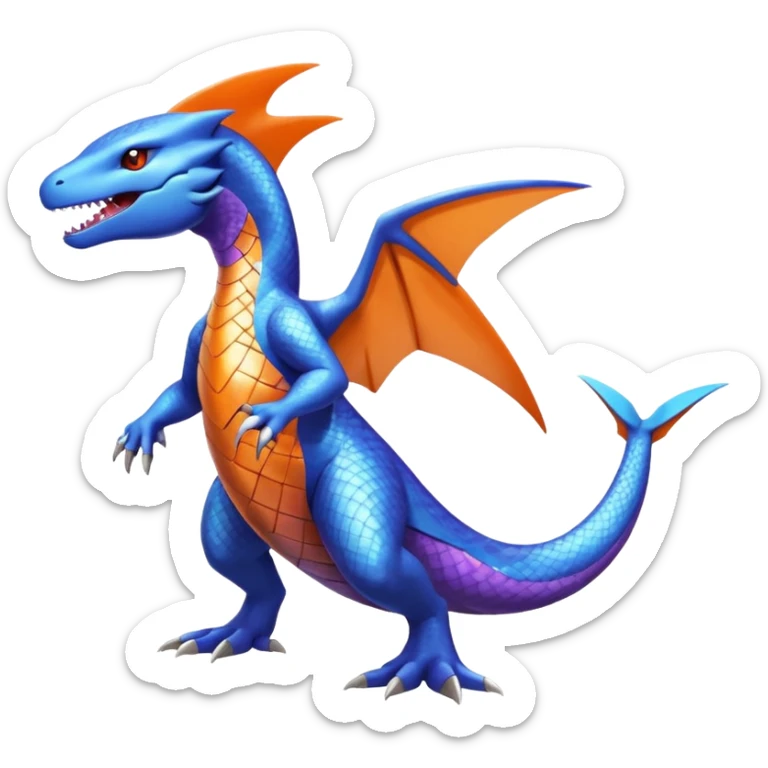 Shiny Koraidon-Latios-Salandit-Fakémon-hybrid-creature (full body)  sticker