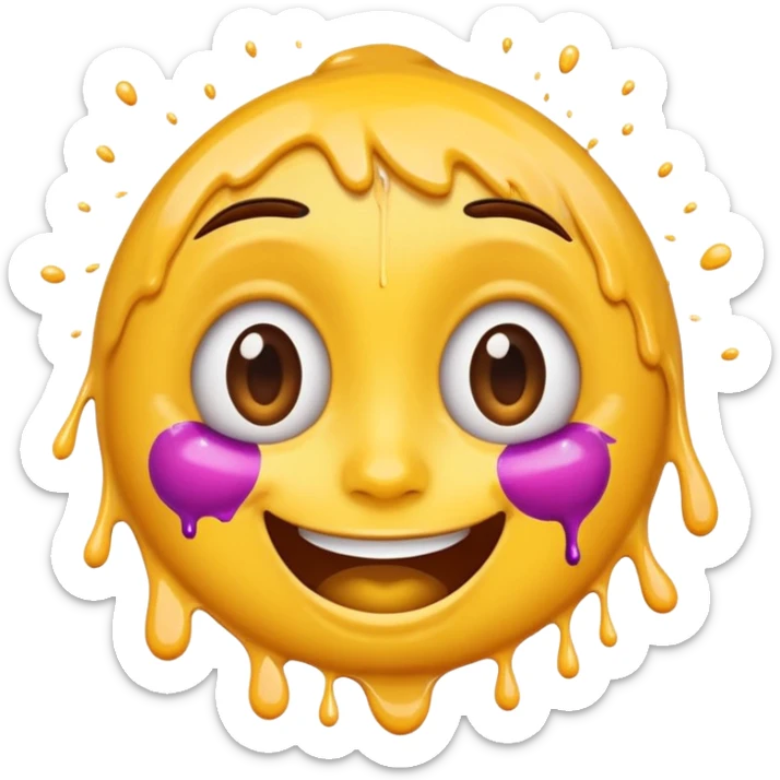 A joyful face emoji with wide eyes and a big smile, tears of laughter flowing. The face radiates positive energy, surrounded by vibrant splashes in dynamic brush strokes. sticker