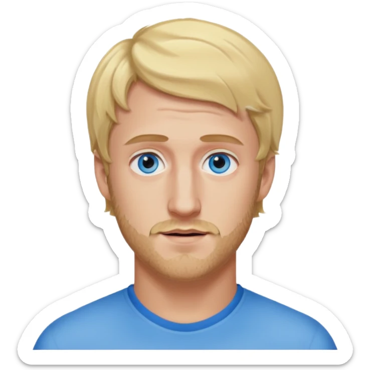 Genmoji style portrait of Logan Paul, blonde hair, blue eyes, short beard sticker