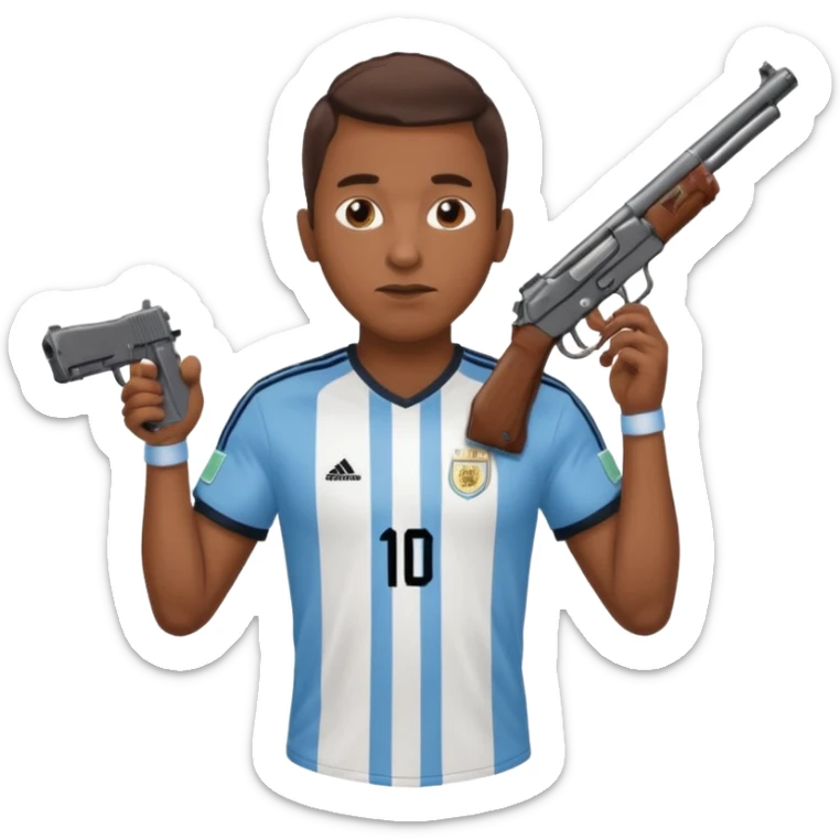 haz un turro con una biszera para atras y con un arma remera argentina pero arma de fuego sticker