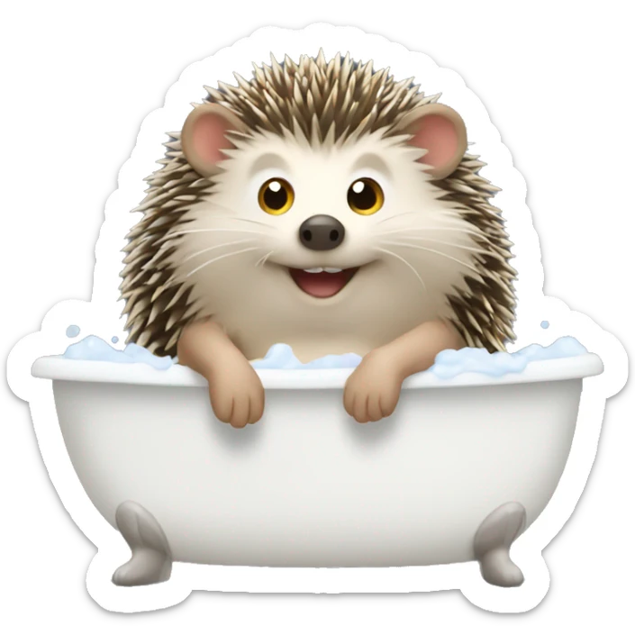 Hedgehog with bath sticker