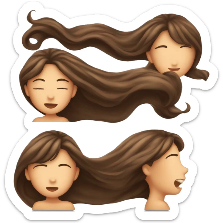 girl with long brown hair sends an air kiss sticker