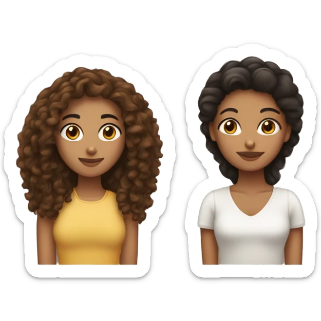 2 women one Hispanic with curly brown hair and the other African American with straightened dark hair sticker