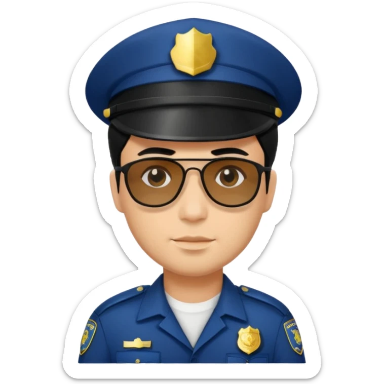 man police with hair style and hats and sun glasses black dress sticker