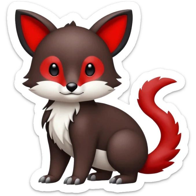 Cute cool white red dark-brown black animal hybrid Fakemon full body sticker