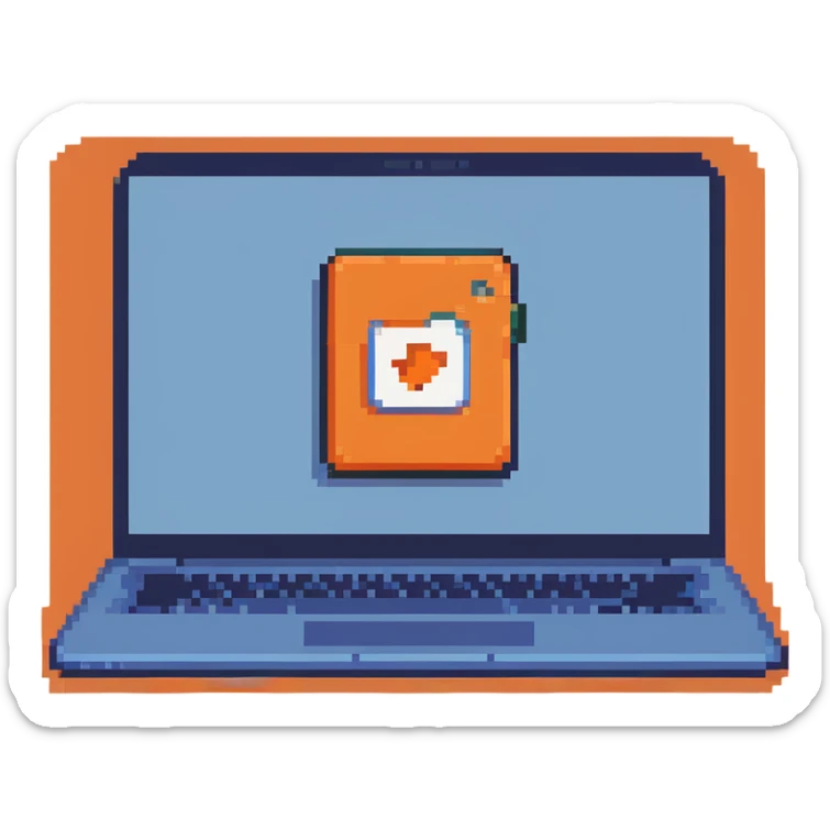 a blue laptop having a logo that says cmv on the back of it sticker