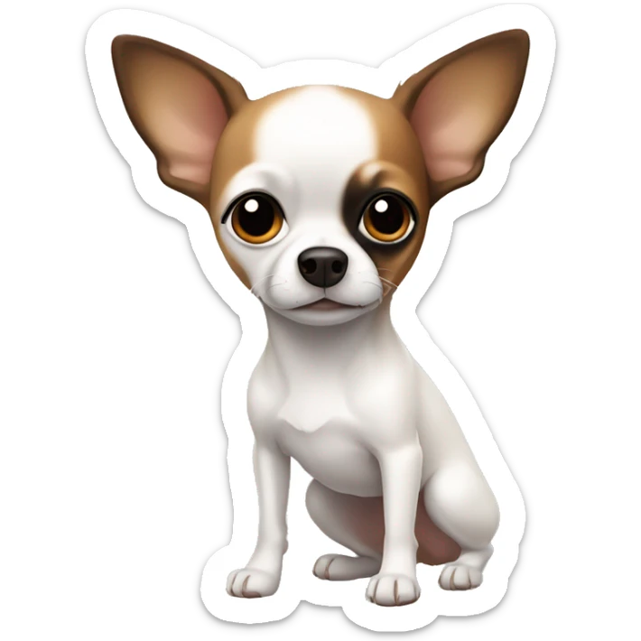 Chihuahua with white body but black and brown parts on face sticker