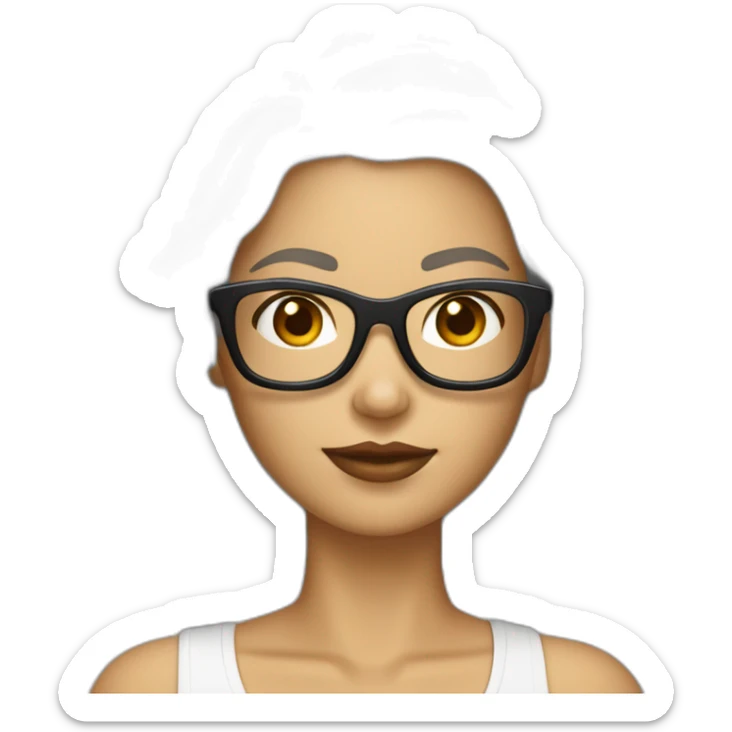 femme blanche brune avec une coupe au carré et lisses et des lunettes sticker