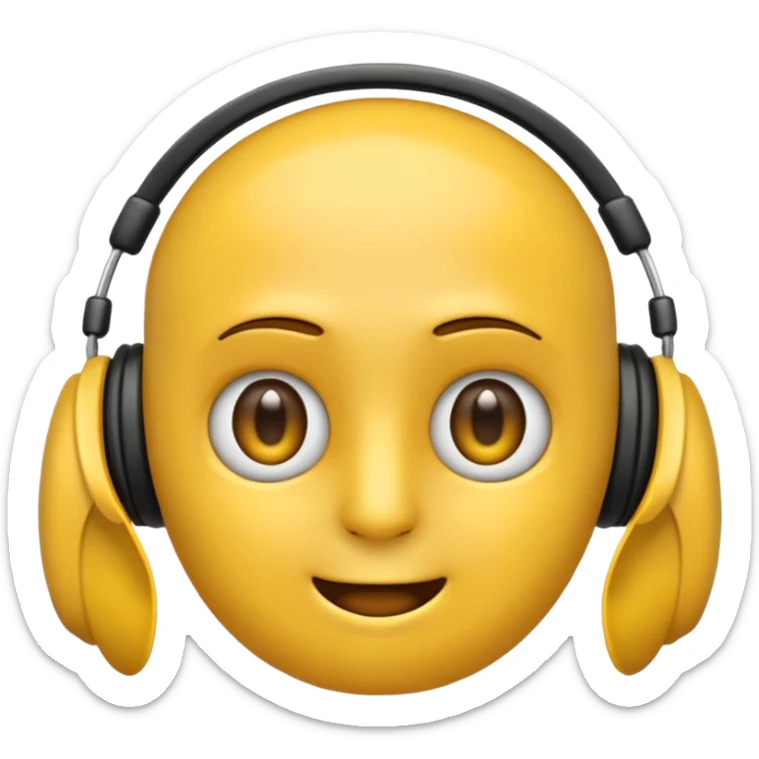 Ein gelber runder Emoji mit geschlossenen augen Augen. Total im moment. Glücklich, leichtes lächeln. Verträumt. Leichtigkeit. Freiheit. Overearkopfkörer auf dem kopf sticker