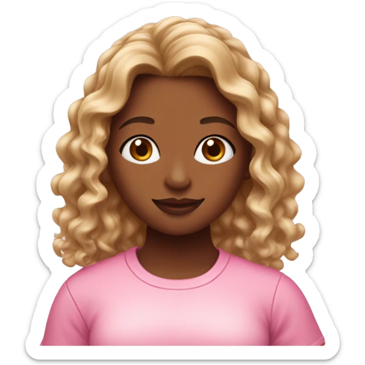 girl with brown and blonde ombré long curly hair holding Pink starbucks refresher sticker