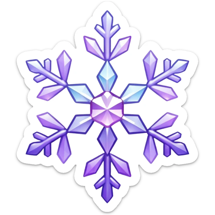 Shiny glossy crystal whitish nebulae sparkly glittery shiny Pastel violet lavender lilac gradients snowflake  sticker