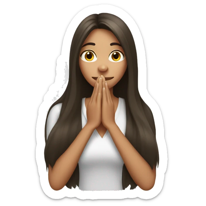 long hair Brunette girl with her Hands covering her mouth sticker