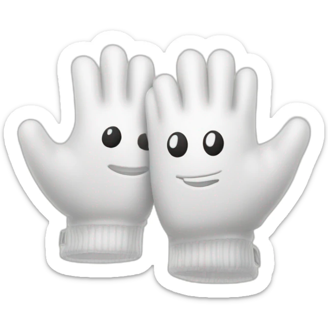 Deux gants blancs souriants, il y a un dessin mystérieux maçonnique de deux équerres inversées.  sticker