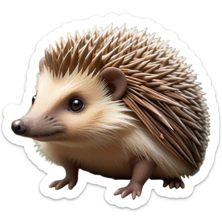 Cinematic Noble Hedgehog Portrait Emoji, Poised and regal, with a compact, spiky build and a rich, earthy Fur of brown spines and a soft underbelly, deep-set soulful beady eyes, Simplified yet sharp and sophisticated features, highly detailed, glowing with a warm, dignified glow, high shine, intelligent and endearing, stylized with an air of woodland charm, focused and attentive, soft glowing outline, capturing the essence of a watchful and confident little hedgehog, so majestic it feels as though it could scurry out of the screen with effortless authority! sticker