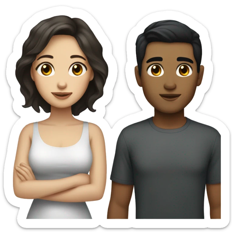 Dark hair olive skin woman and dark hair pale skin man sticker