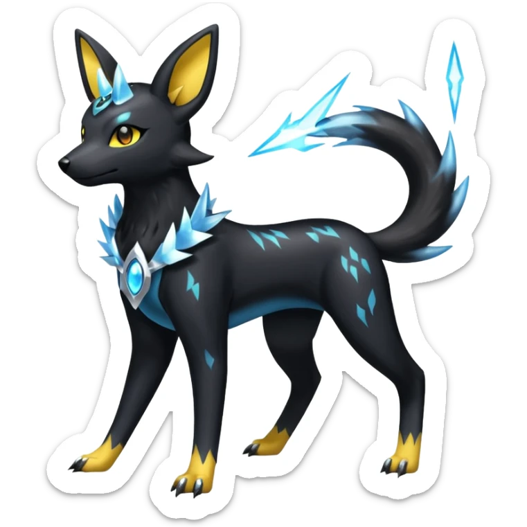 Shiny 4-legged Umbreon-Amaura-Houndoom-Zeraora-fusion, full body sticker