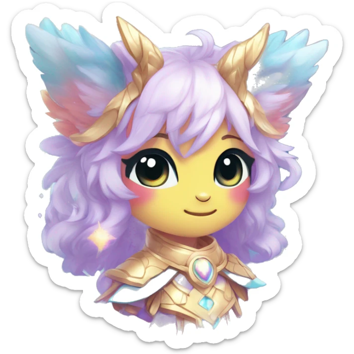 Cute Kawaii Chibi Anthro Sona Colorful Ethereal Pretty see Godly Celestial Shiny Fakemon Full Body sticker