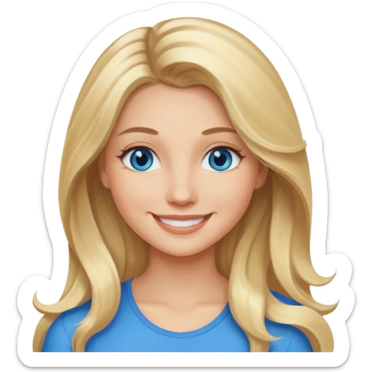 Blonde  balayage long hair Like Rapunzel Trend women blue eyes  sticker