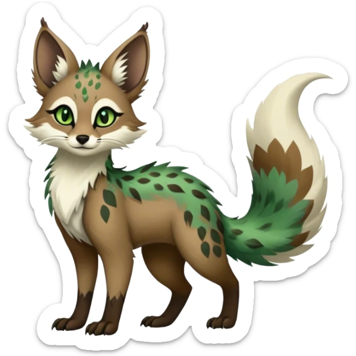 Feral Rare Fantasy Vernid-Trico-species by LiLaiRa, random markings, tufted tail, tufted ears, full body sticker