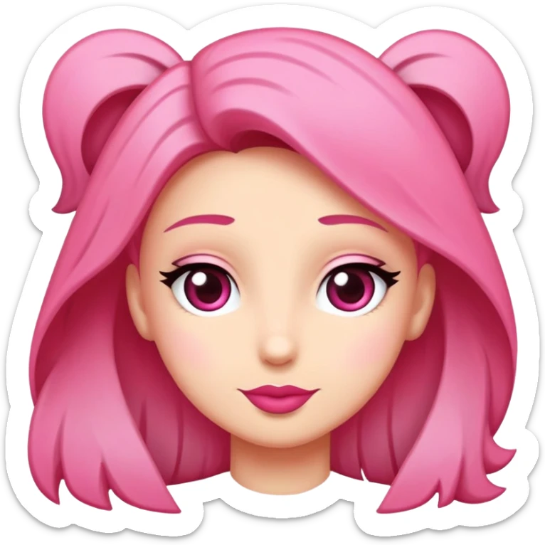 Siyah saçlı pembe dudaklı pembe kırmızı arası hafif allıklı iki kız sticker