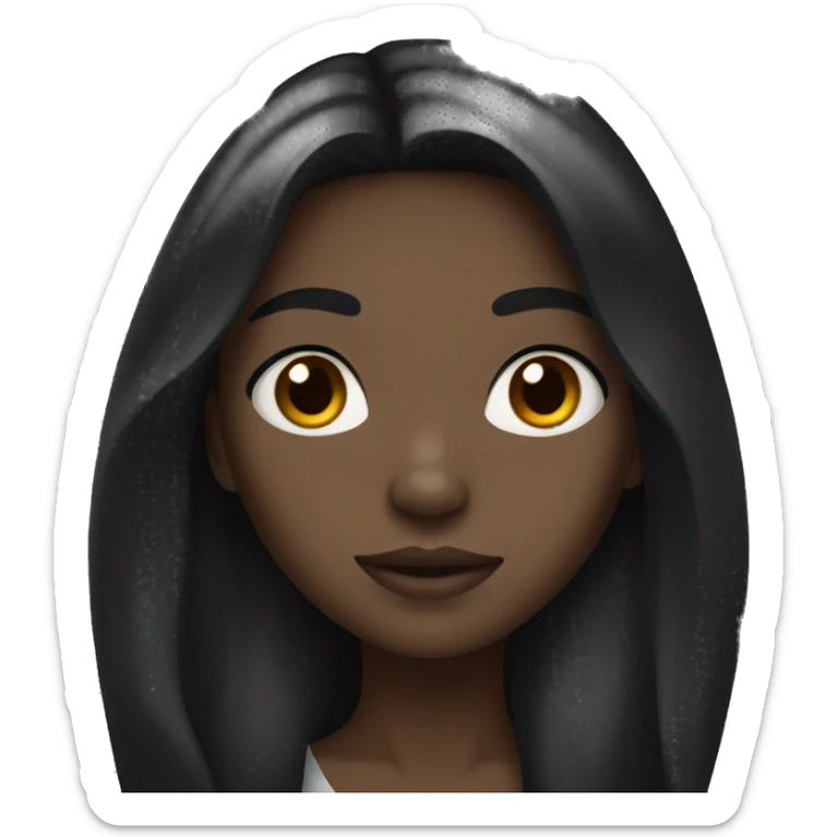 Girl with black long hair and white skin and brown eyes sticker