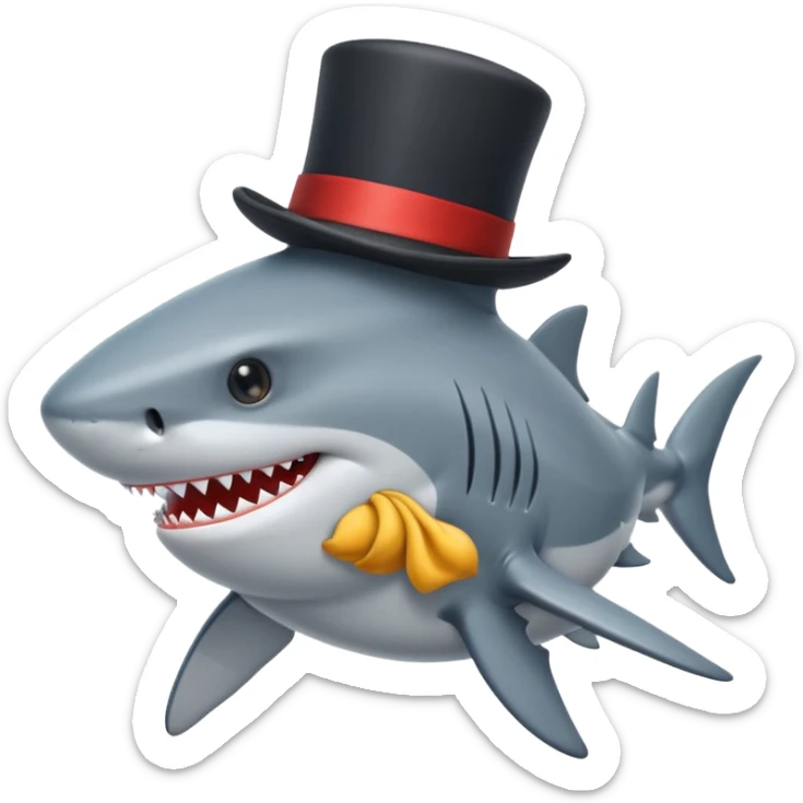 Shark with a top hat sticker