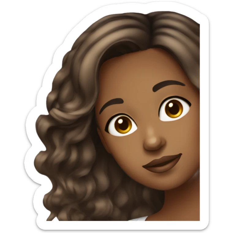 brown girl with dark brown hair and highlights balyage  sticker