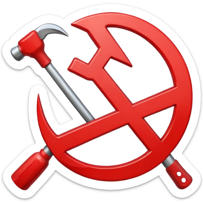 crossed-out communist symbol hammer and sickle with red prohibition sign over it sticker