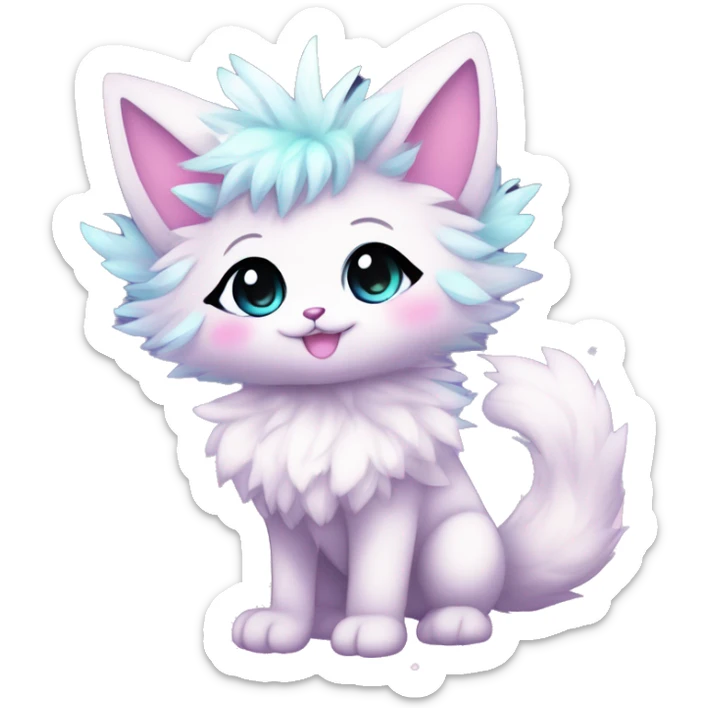 Anthro Cute Fluffy Gorgeous Magical Petite Shiny Colorful Pastel Glitter Sparkle Stars Anime Chibi Fantasy-Animal-Fakémon-Pokémon-Hybrid Fur Sona Aesthetic Trending Style Full Body sticker
