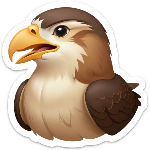 Cinematic Cute Yawning Falcon Portrait Emoji, Head tilted slightly with a dramatic, wide-open yawn, showcasing a streamlined, powerful form with a softly drooping beak and sleepy, half-closed eyes, Simplified yet irresistibly adorable features, highly detailed, glowing with a soft, cozy glow, high shine, relaxed yet expressive, stylized with a dash of whimsical aerial charm, soft glowing outline, capturing the essence of a drowsy yet affectionate falcon that appears ready to stretch out for a nap! sticker