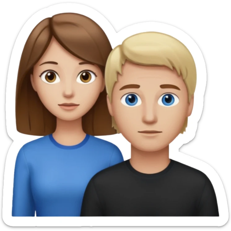 Fata care are ochii caprui si care are paru maro si care este langa un barbat blond cu ochiu albastrii sticker