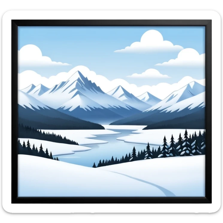 An Alaskan snowy winter back drop to be used in the style of "duck hunt" the bottom 30% needs to contain landscape and the top 70% needs to be blank space. sticker