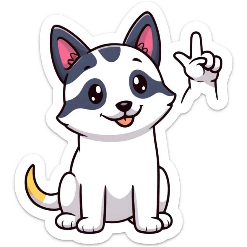 A proud cartoon dog giving a perfect OK hand gesture with sparkles all around sticker