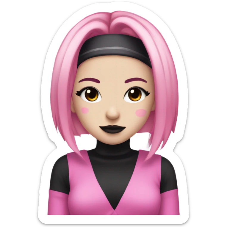 Kuromi girl with pink and blonde hair dark makeup emo sticker