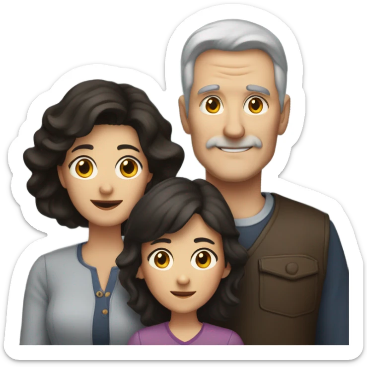 White family love dad 64 year old dark hair mom 57 year old dark hair 22 year old daughter dark hair and 24 year old with dark hair sticker